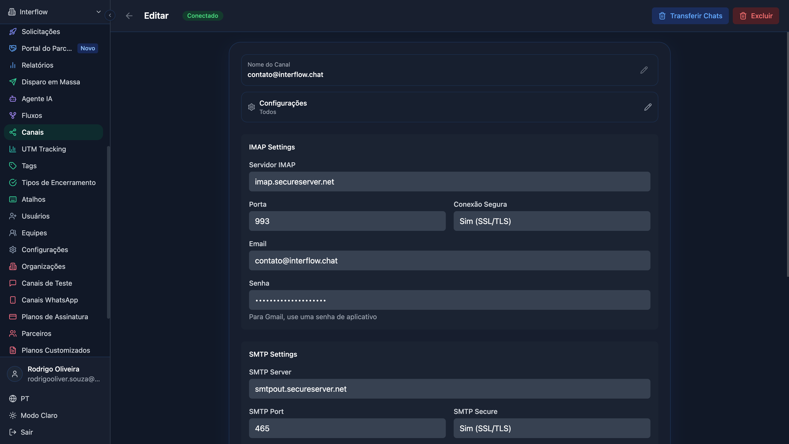 Configuración de email