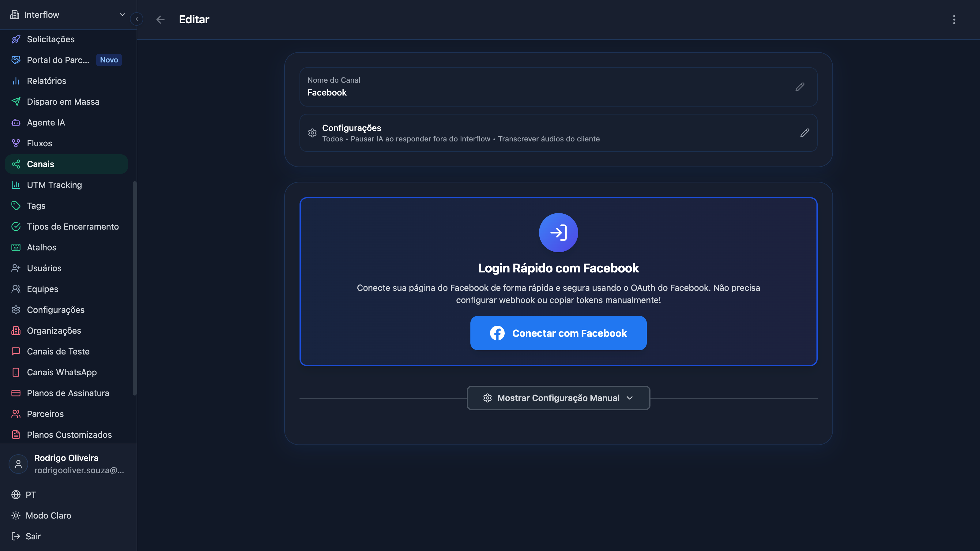 Selección de página de Facebook