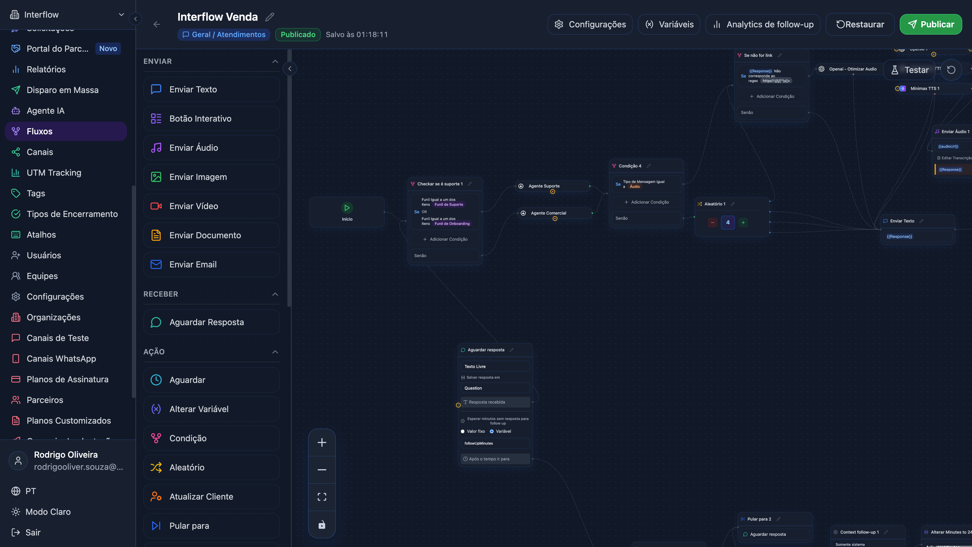 Interface do Construtor de Fluxos